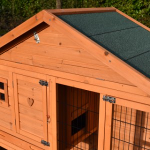 Dach domku dla świnki morskiej Holiday Small jest wyposażony w zieloną papę