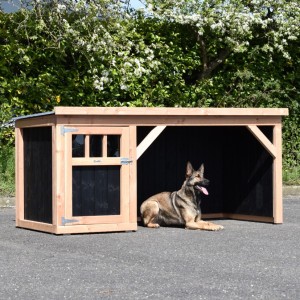 Buda dla psa Isa 1 z gankiem - daglezja/czarny 242x122x113cm
