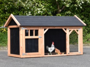 Kurnik Belle 2 ze spiczastym dachem · douglas/czarny · 254x129x140cm