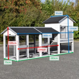 Klatka dla królików Prestige Medium White z 2 wybiegami w różnych rozmiarach