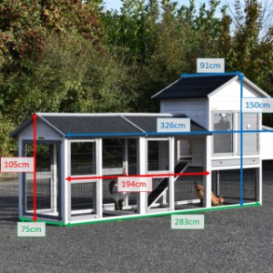 Klatka dla królików Prestige Medium White, różne rozmiary, z 2 wybiegami i gniazdem