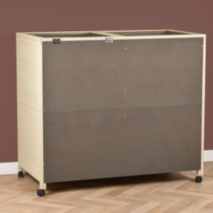 Klatka dla królików Bobby ma ciepłą, szarą ściankę tylną