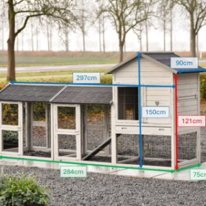 Wymiary Prestige Medium jasnoszary z 2 wybiegami 297x91x150 cm