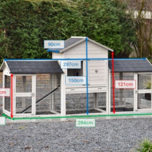 Wymiary klatki dla królików Prestige Medium Podwójny jasnoszary Anti-Gryzienie 299x90x150 cm