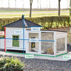 Oto wymiary modelu Ambiance Large z wybiegiem: 218×93×122 cm