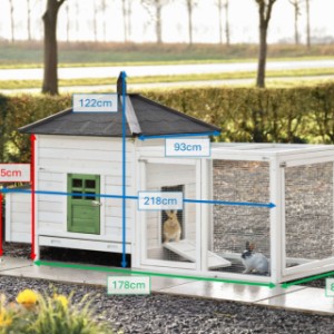 Oto wymiary modelu Ambiance Large z wybiegiem: 218×93×122 cm