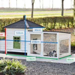 Oto wymiary modelu Ambiance Large z wybiegiem: 218×93×122 cm